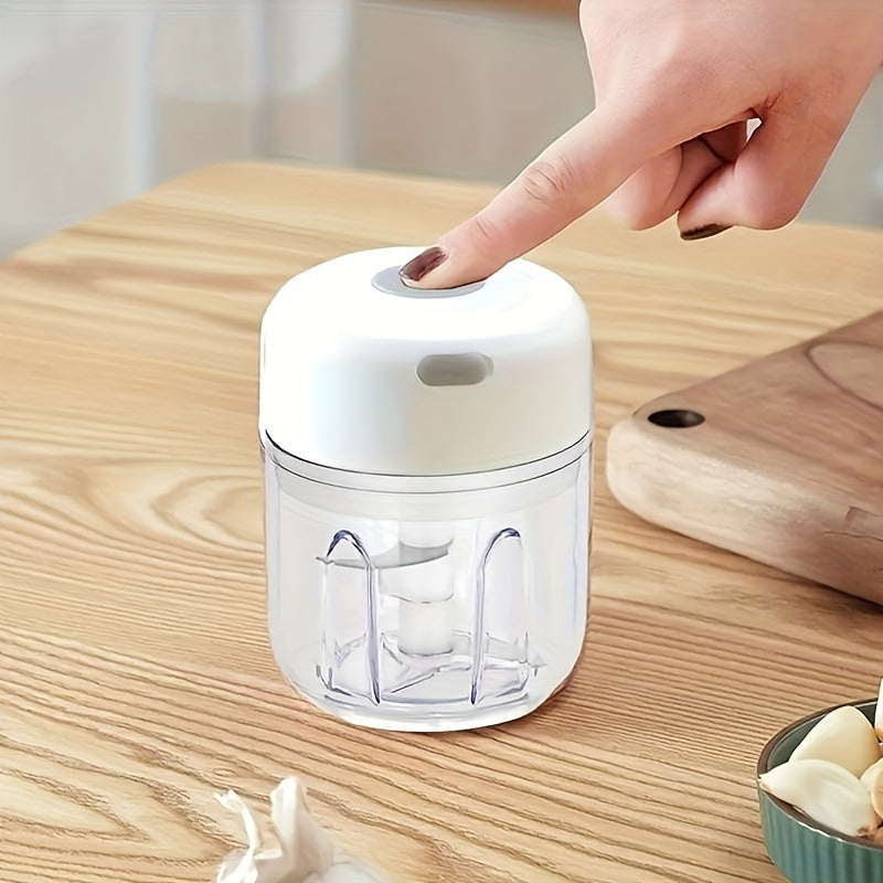 USB Rechargeable Mini Electric Garlic Chopper & Food Mill - Portable Compact Design for Mashing Garlic, Ginger, Chili, Onion & Meat - Durable Plastic, 36V Safe Voltage, Easy-Clean Kitchen Appliance, Garlic Masher, Sleek Appliance, Transparent Container