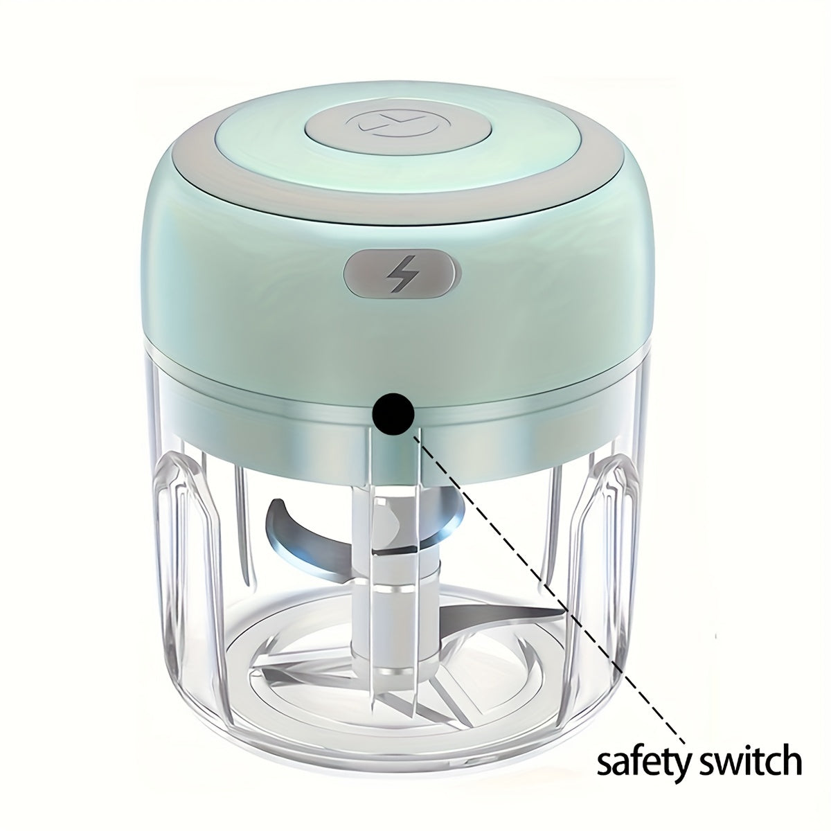 Electric Mini Food Processor with USB Charging, Powerful Motor, Compact Portable design, Locking Blade System, Clear Base, Lightweight for Garlic, Meat, Vegetables, Spices - Ideal for Home, Kitchen, Travel, Office - Compatible with USB-Powered Devices