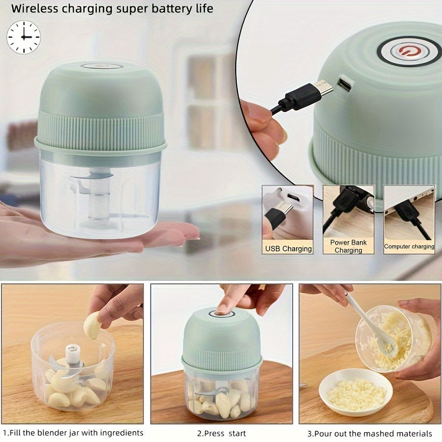 8.45oz Electric Mini Garlic Chopper USB Meat Grinder Garlic Crusher Sturdy Ginger and Vegetable Crusher with Safety Switch, Thickened, Chopper, Kitchen Gadget, Vegetable Chopping, Spacesaving Tool, Compact Design, Durable Build, Thickened Material,