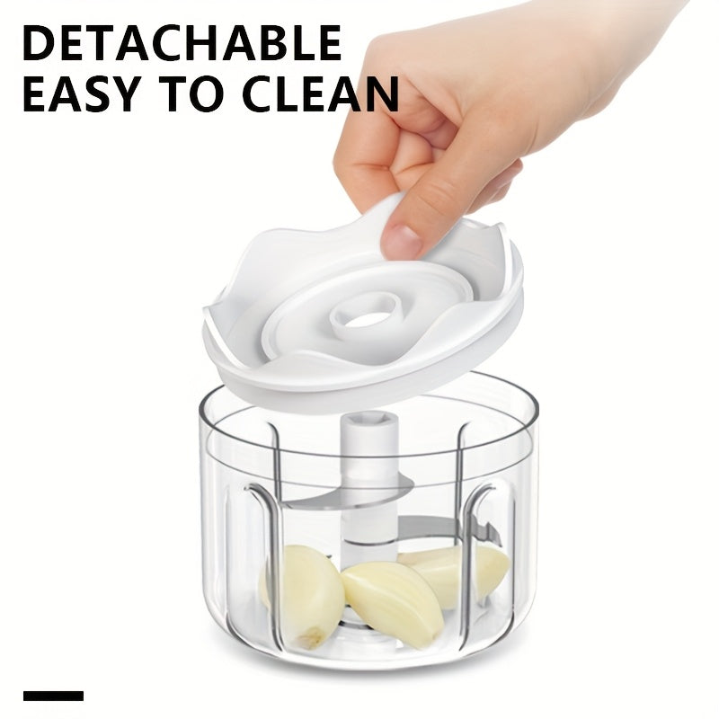 USB portable white garlic masher with vegetable cutter, kitchen utensils and gadgets, stainless steel blades, curved design for kitchen, restaurants, fruit, seasoning and spice grinder masher, Kitchen Gadget, Vegetable Chopper, Portable Tool, Sleek