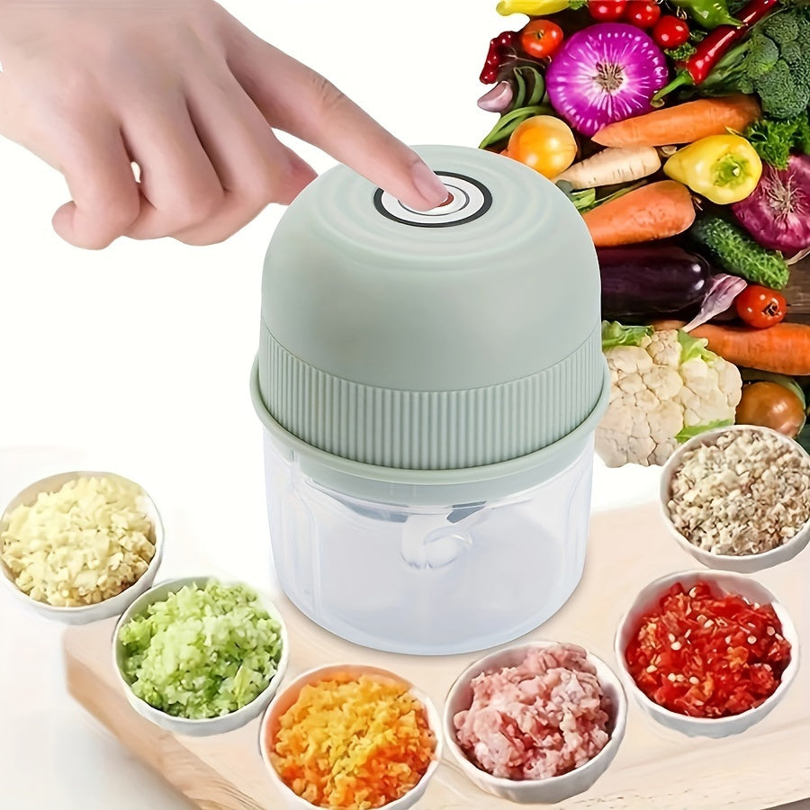 Mini Electric Garlic Chopper, 250ml Rechargeable Meat Grinder, 3600RPM Mini Chopper with Safety Switch, USB Charging, Round Shape, for Ginger, Vegetables, and Meat Grinding