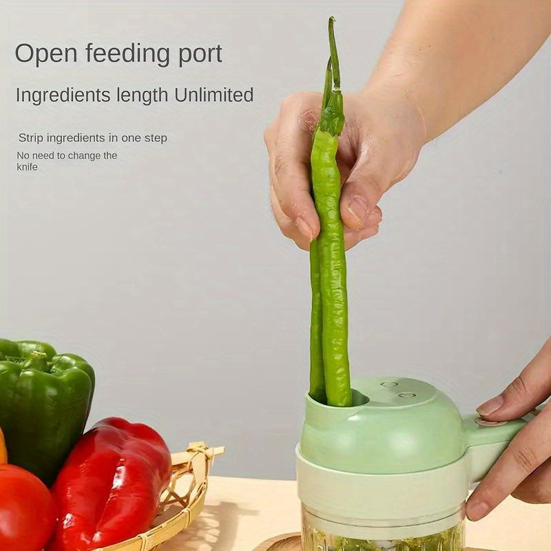 HOTU 1 Set of 4-in-1 Handheld Electric Chopper Set, 800mAh Battery, Kitchen Wireless Food Processor Suitable for Use with Fruits, Vegetables, Garlics, Nuts and Meats - ABS Material, 1200 RPM, 36V or Below Operating Voltage, Food Processor for Home Use |