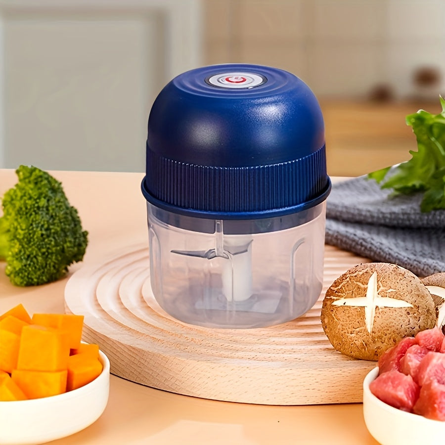 Mini Electric Garlic Chopper, 250ml Rechargeable Meat Grinder, 3600RPM Mini Chopper with Safety Switch, USB Charging, Round Shape, for Ginger, Vegetables, and Meat Grinding