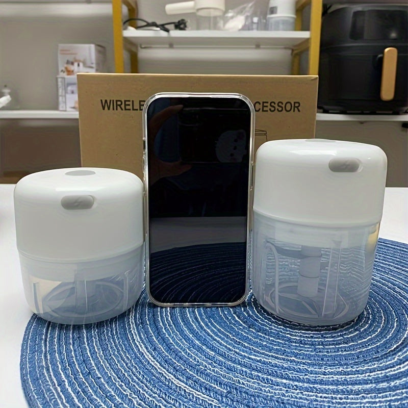 USB Rechargeable Mini Electric Garlic Chopper & Food Mill - Portable Compact Design for Mashing Garlic, Ginger, Chili, Onion & Meat - Durable Plastic, 36V Safe Voltage, Easy-Clean Kitchen Appliance, Garlic Masher, Sleek Appliance, Transparent Container