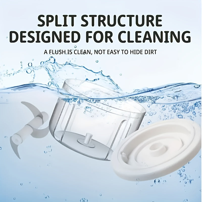 Father'S Day Gift! Mother'S Good Helper! Mini Electric Garlic Grinder, One-button Start, USB Charging 3 Cutter Head Multi-function Cutting, With USB Charging Line, Dormitory/camping/kitchen Portable Artifact.