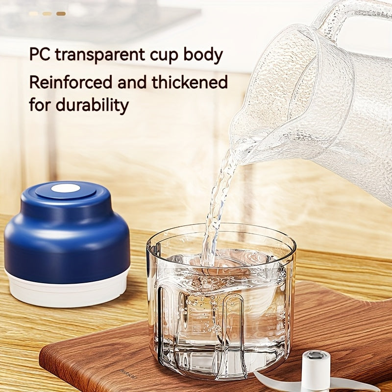 Portable USB Rechargeable Electric Garlic Maker - 320ml Large Capacity 6-Blade Stainless Steel Chopper with Auto-Mixing for Garlic, Meat, Veggies, Peppers, Ginger - Compact Kitchen Appliance, Home Cooking, Stylish Gadget, Durable Construction, Food