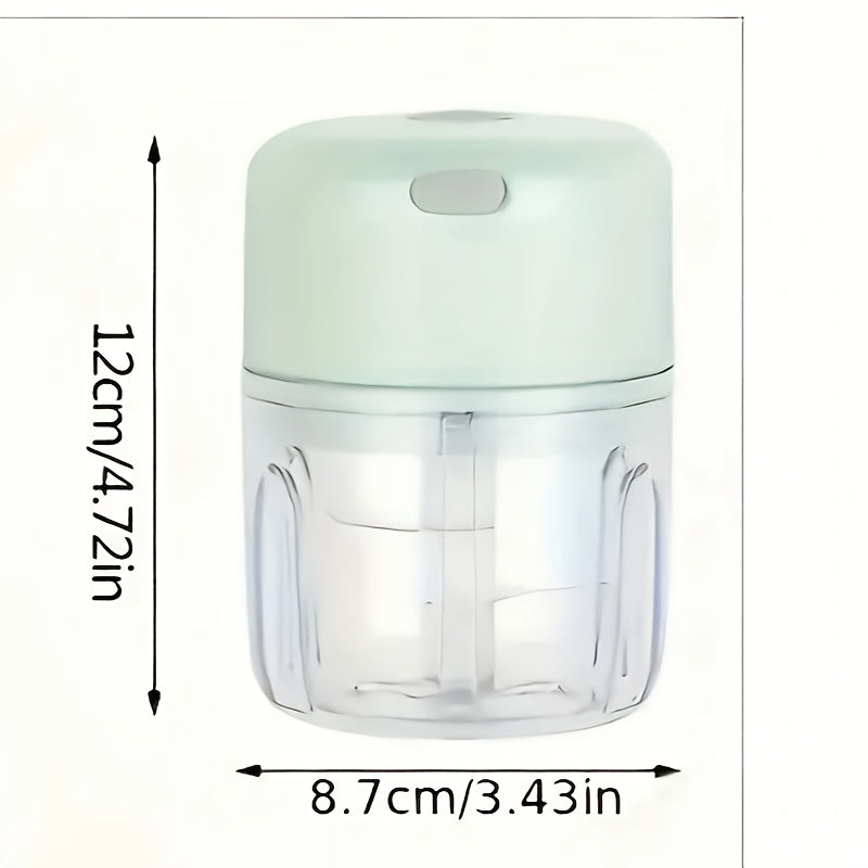 USB Rechargeable Mini Electric Garlic Chopper & Food Mill - Portable Compact Design for Mashing Garlic, Ginger, Chili, Onion & Meat - Durable Plastic, 36V Safe Voltage, Easy-Clean Kitchen Appliance, Garlic Masher, Sleek Appliance, Transparent Container