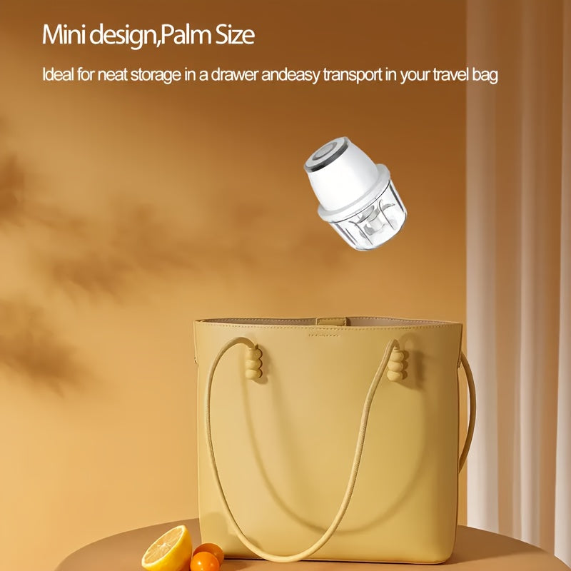 Father'S Day Gift! Mother'S Good Helper! Mini Electric Garlic Grinder, One-button Start, USB Charging 3 Cutter Head Multi-function Cutting, With USB Charging Line, Dormitory/camping/kitchen Portable Artifact.