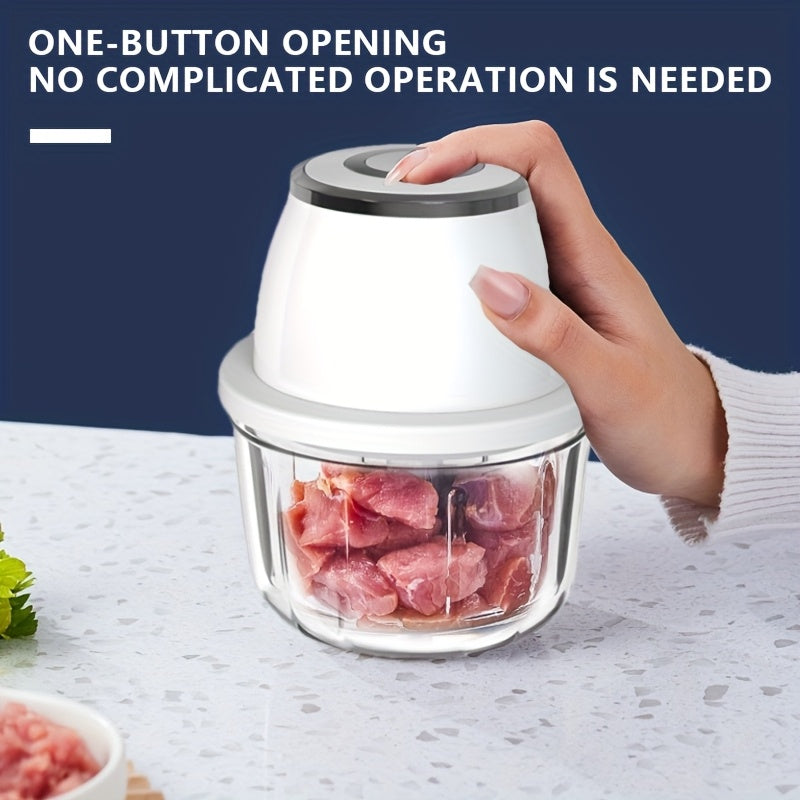 USB portable white garlic masher with vegetable cutter, kitchen utensils and gadgets, stainless steel blades, curved design for kitchen, restaurants, fruit, seasoning and spice grinder masher, Kitchen Gadget, Vegetable Chopper, Portable Tool, Sleek