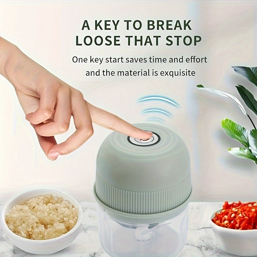 Mini Electric Garlic Chopper, 250ml Rechargeable Meat Grinder, 3600RPM Mini Chopper with Safety Switch, USB Charging, Round Shape, for Ginger, Vegetables, and Meat Grinding
