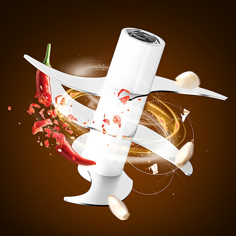 Portable USB Rechargeable Electric Garlic Maker - 320ml Large Capacity 6-Blade Stainless Steel Chopper with Auto-Mixing for Garlic, Meat, Veggies, Peppers, Ginger - Compact Kitchen Appliance, Home Cooking, Stylish Gadget, Durable Construction, Food