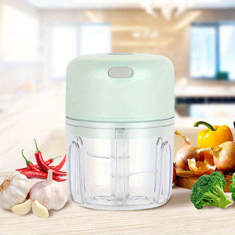 USB Rechargeable Mini Electric Garlic Chopper & Food Mill - Portable Compact Design for Mashing Garlic, Ginger, Chili, Onion & Meat - Durable Plastic, 36V Safe Voltage, Easy-Clean Kitchen Appliance, Garlic Masher, Sleek Appliance, Transparent Container