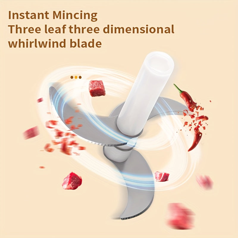 Cordless Portable Electric Food Chopper, Electric Garlic Crusher, Not Only Can Mince Meat And Vegetables But Also Slice And Whisk Eggs, Upgrade Your Kitchen with This Powerful Electric Garlic Chopper!, Kitchen Gadget, Home Cooking, Sleek Kitchen Tool,