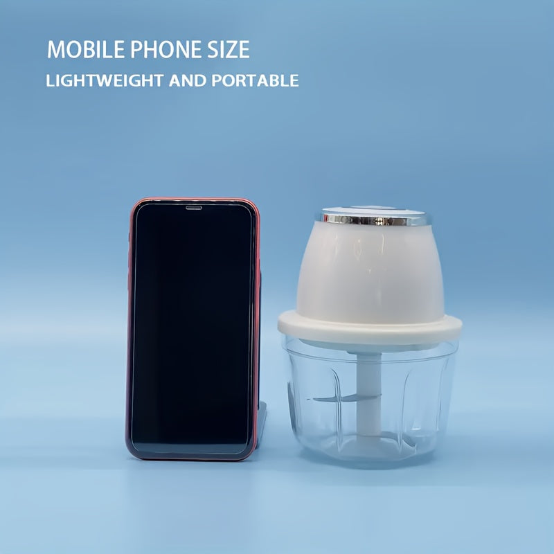 Father'S Day Gift! Mother'S Good Helper! Mini Electric Garlic Grinder, One-button Start, USB Charging 3 Cutter Head Multi-function Cutting, With USB Charging Line, Dormitory/camping/kitchen Portable Artifact.