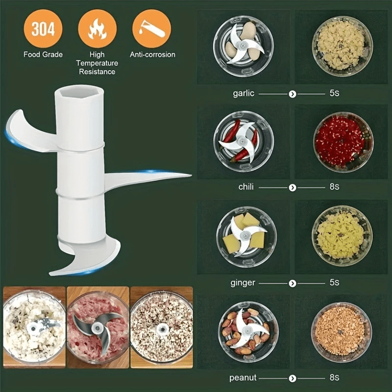 USB charging electric mini crusher mixer grinder chopper, easy to use, small portable chopper, electric food processor. Suitable for onions, garlic, chill, spices