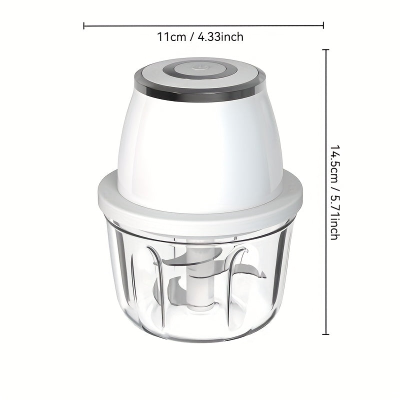 Father'S Day Gift! Mother'S Good Helper! Mini Electric Garlic Grinder, One-button Start, USB Charging 3 Cutter Head Multi-function Cutting, With USB Charging Line, Dormitory/camping/kitchen Portable Artifact.