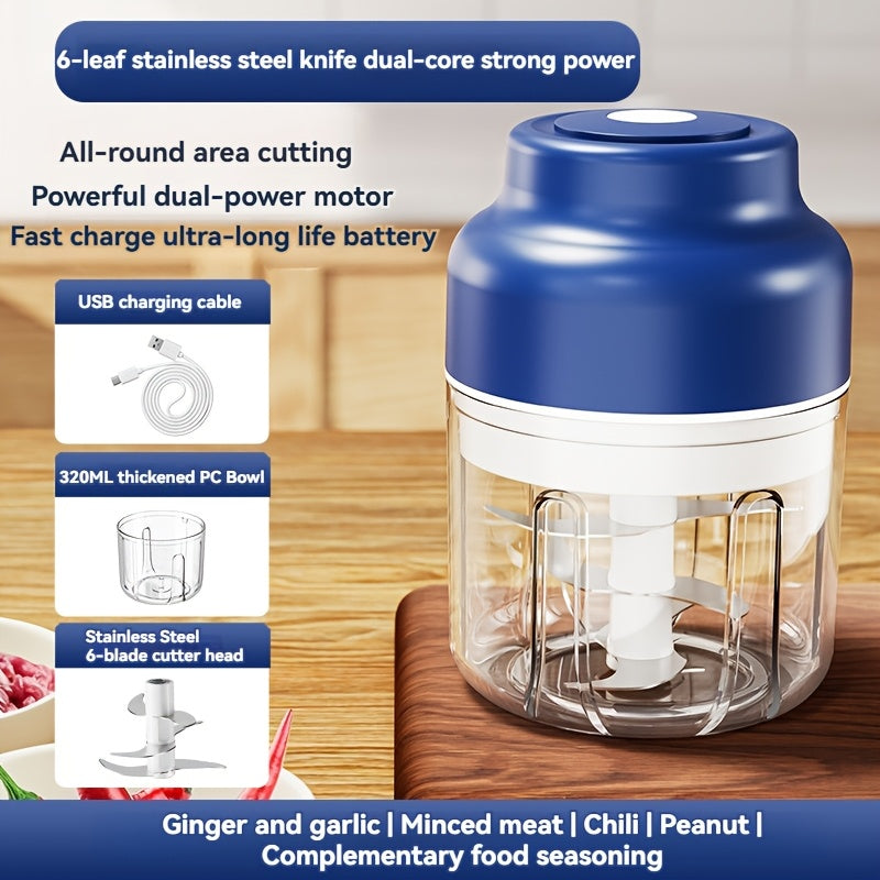 SENBOWE 320ml Six-Leaf Electric Garlic Mincing Device, Wireless Mini Garlic Press, Automatic Stirring Garlic Peeler, Kitchen Garlic Puller And Supplementary Food Machine