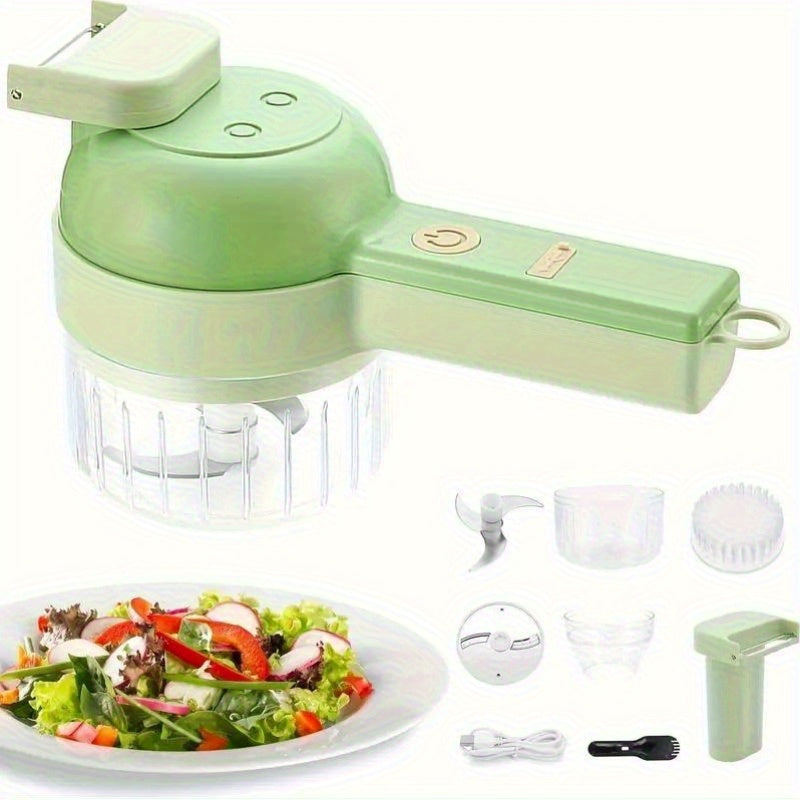 HOTU 1 Set of 4-in-1 Handheld Electric Chopper Set, 800mAh Battery, Kitchen Wireless Food Processor Suitable for Use with Fruits, Vegetables, Garlics, Nuts and Meats - ABS Material, 1200 RPM, 36V or Below Operating Voltage, Food Processor for Home Use |