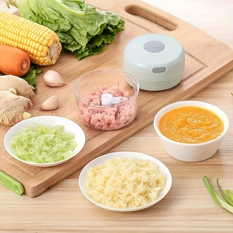 1pc COP ROSE 8.45oz Mini Electric Garlic Chopper & Meat Grinder - USB Rechargeable 20000 RPM Powerful Motor, Durable ABS Compact Design for Garlic, Chili, Onion, Meat, Nuts - Easy Clean Kitchen Gadget with Ergonomic Handle, Garlic Grinder, Food