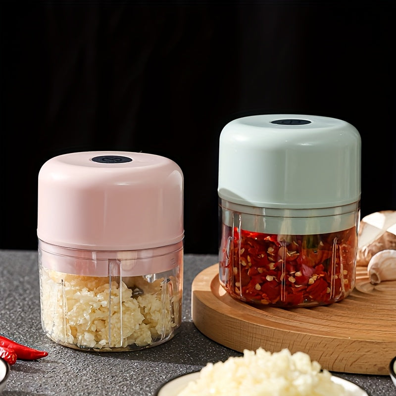3-color options, compact electric garlic press for home and restaurant use with stainless steel blades, quickly crushes garlic and ginger, ideal for various food preparations