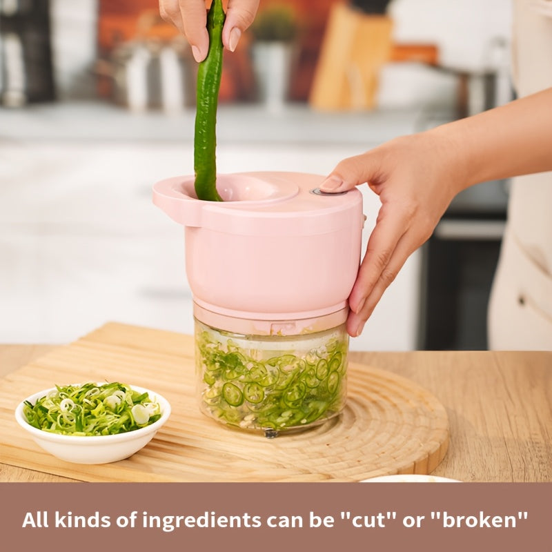 Cordless Portable Electric Food Chopper, Electric Garlic Crusher, Not Only Can Mince Meat And Vegetables But Also Slice And Whisk Eggs, Upgrade Your Kitchen with This Powerful Electric Garlic Chopper!, Kitchen Gadget, Home Cooking, Sleek Kitchen Tool,