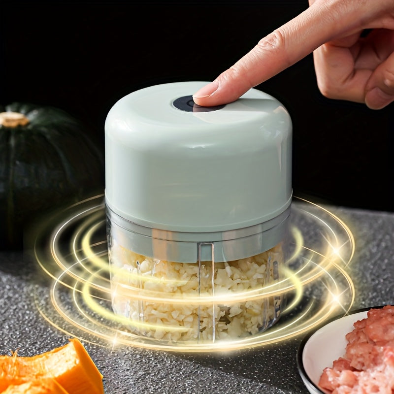 3-color options, compact electric garlic press for home and restaurant use with stainless steel blades, quickly crushes garlic and ginger, ideal for various food preparations