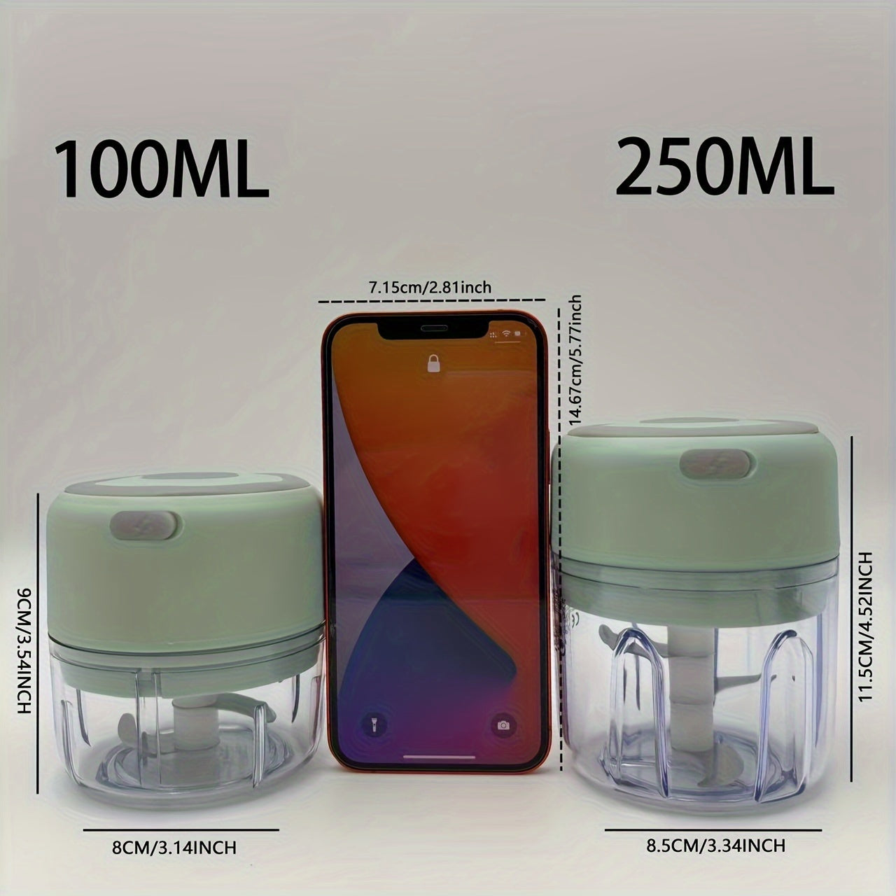 Electric Mini Food Processor with USB Charging, Powerful Motor, Compact Portable design, Locking Blade System, Clear Base, Lightweight for Garlic, Meat, Vegetables, Spices - Ideal for Home, Kitchen, Travel, Office - Compatible with USB-Powered Devices