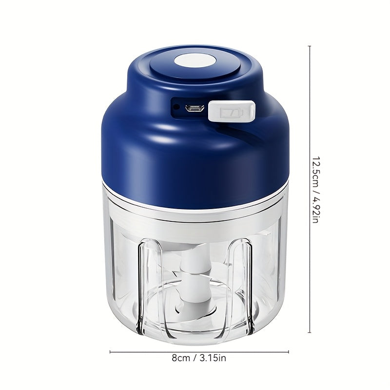 Portable USB Rechargeable Electric Garlic Maker - 320ml Large Capacity 6-Blade Stainless Steel Chopper with Auto-Mixing for Garlic, Meat, Veggies, Peppers, Ginger - Compact Kitchen Appliance, Home Cooking, Stylish Gadget, Durable Construction, Food