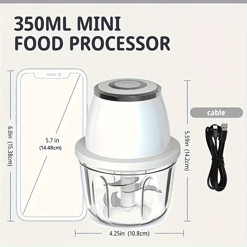 USB portable white garlic masher with vegetable cutter, kitchen utensils and gadgets, stainless steel blades, curved design for kitchen, restaurants, fruit, seasoning and spice grinder masher, Kitchen Gadget, Vegetable Chopper, Portable Tool, Sleek