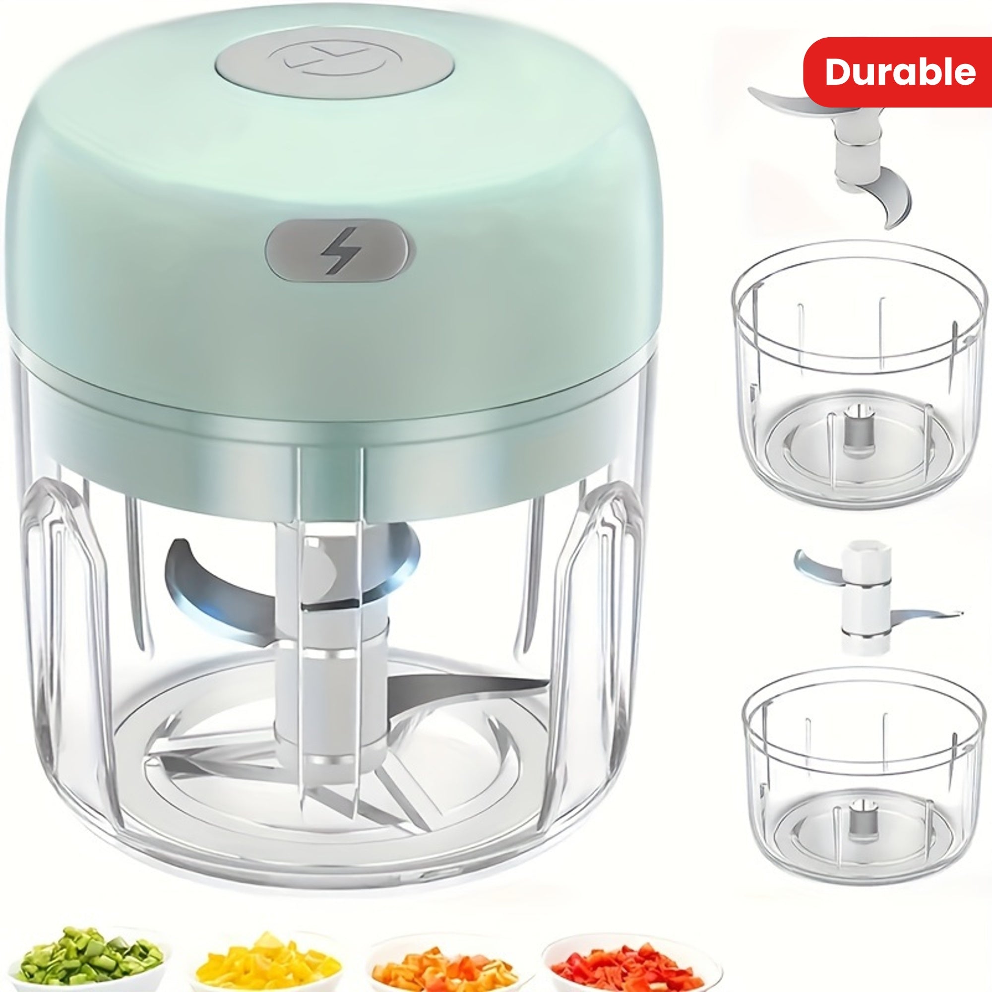 1pc COP ROSE 8.45oz Mini Electric Garlic Chopper & Meat Grinder - USB Rechargeable 20000 RPM Powerful Motor, Durable ABS Compact Design for Garlic, Chili, Onion, Meat, Nuts - Easy Clean Kitchen Gadget with Ergonomic Handle, Garlic Grinder, Food