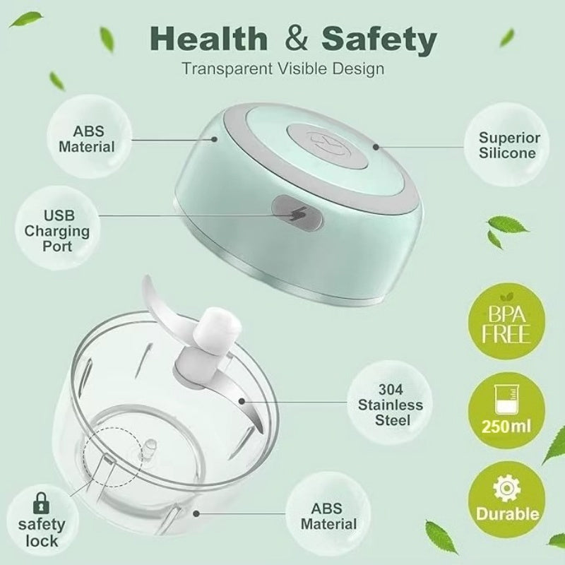 USB charging electric mini crusher mixer grinder chopper, easy to use, small portable chopper, electric food processor. Suitable for onions, garlic, chill, spices