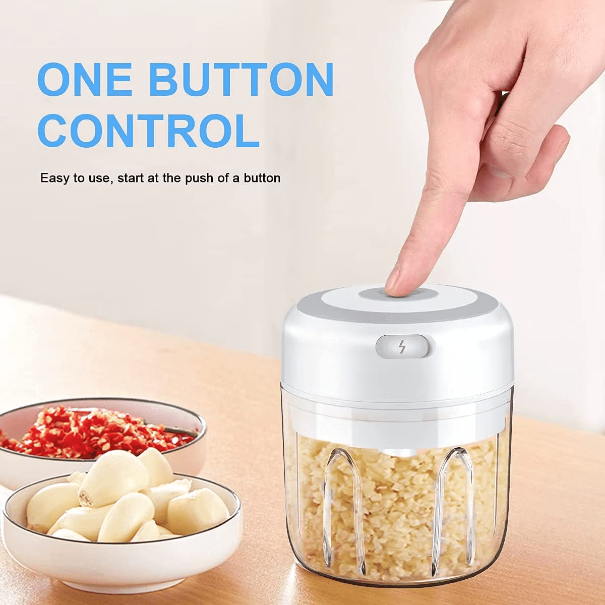 USB charging electric mini crusher mixer grinder chopper, easy to use, small portable chopper, electric food processor. Suitable for onions, garlic, chill, spices