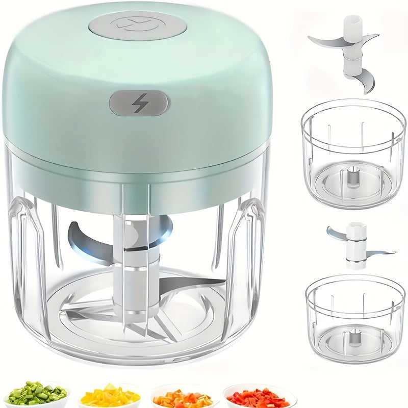 1pc COP ROSE 8.45oz Mini Electric Garlic Chopper & Meat Grinder - USB Rechargeable 20000 RPM Powerful Motor, Durable ABS Compact Design for Garlic, Chili, Onion, Meat, Nuts - Easy Clean Kitchen Gadget with Ergonomic Handle, Garlic Grinder, Food