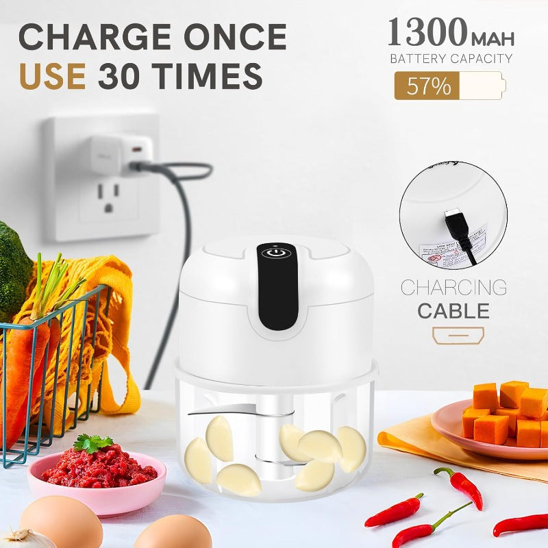 EASYSPEED Electric Food Processor & Meat Grinder - 1-Cup Mini Chopper with USB-Powered Motor, 304 Blades, Operation, Compact Design with Digital Display-like Interface, Safety Lock & One-Touch Operation for Garlic, Onion, Ginger, Chili, Meat - Portable