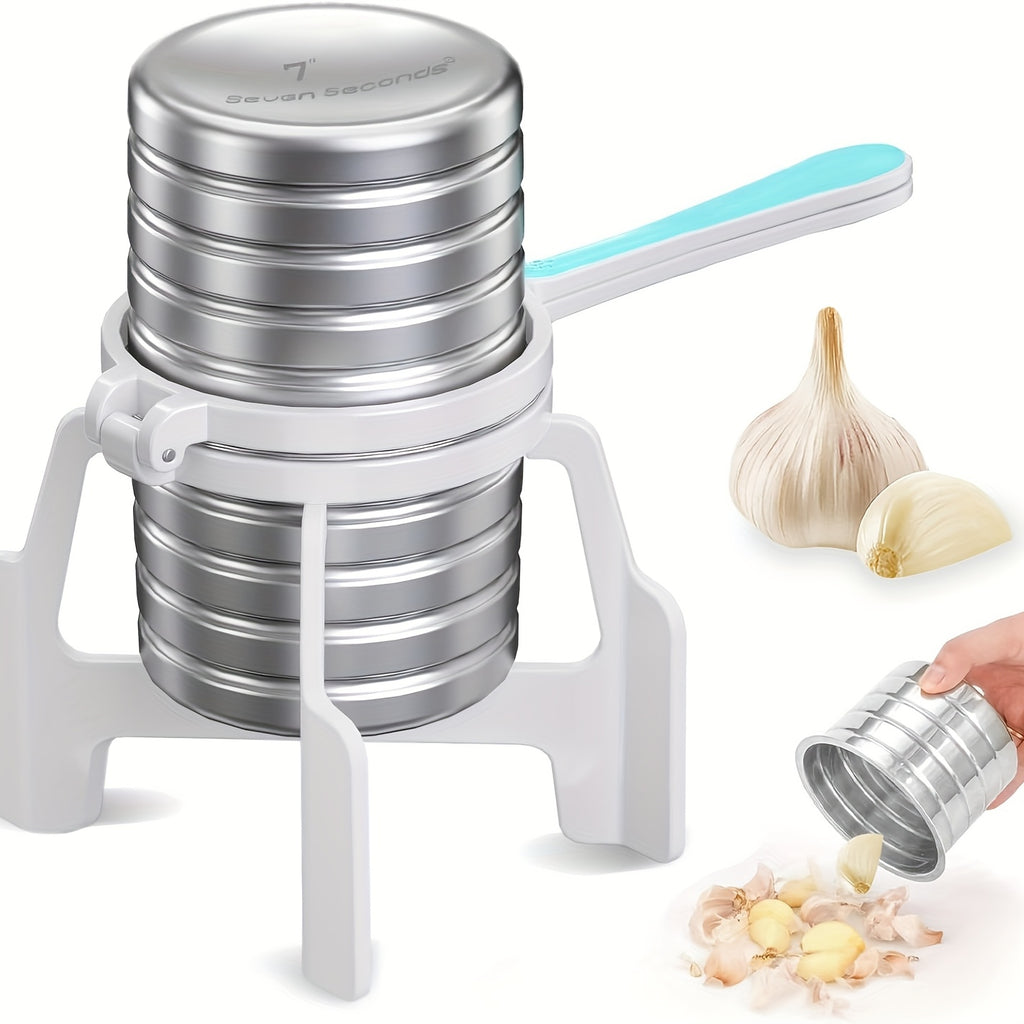 Heavy-Duty Electric Garlic Press & Peeler with One-Touch Operation - Heavy-Duty Steel Construction, Quick Clean, Compact Design with Stable Base - Automatic Peeling & Crushing for Kitchen, Restaurant, Home - Easy-Clean, Garlic Maker Machine - Ideal for