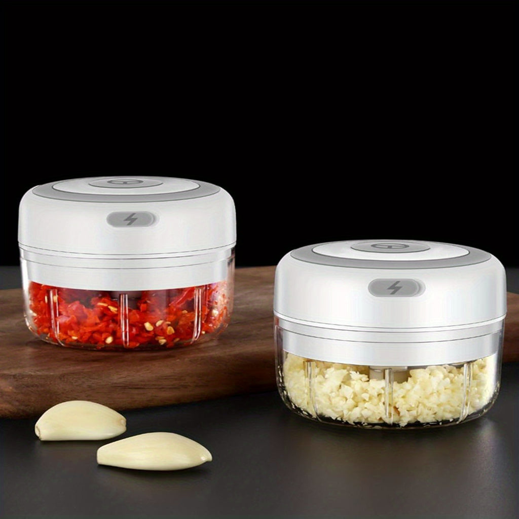 Buildec Cordless Garlic Chopper & Food Processor - 8.45oz Mini Portable Electric-like performance, Heavy-Duty PC Construction, Compact Design with Clear Lid & Safety Lock, Cordless Operation for Kitchen, Camping, Picnics - Powerful Motor for Garlic,
