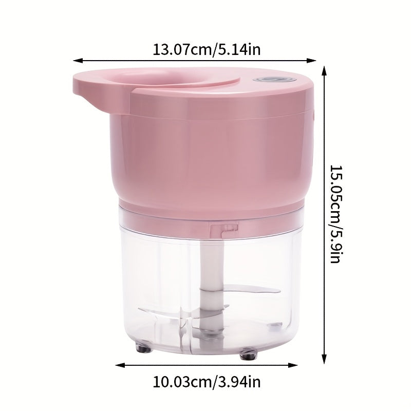 Cordless Portable Electric Food Chopper, Electric Garlic Crusher, Not Only Can Mince Meat And Vegetables But Also Slice And Whisk Eggs, Upgrade Your Kitchen with This Powerful Electric Garlic Chopper!, Kitchen Gadget, Home Cooking, Sleek Kitchen Tool,