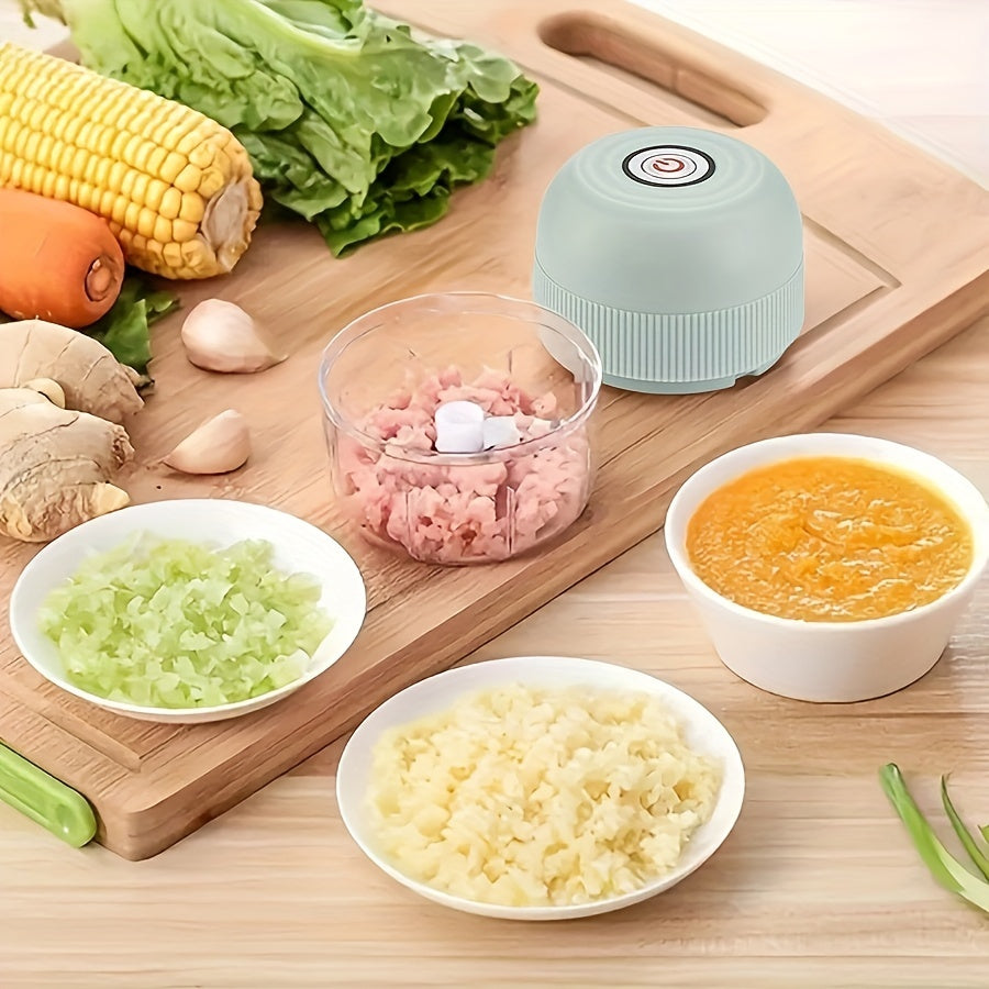 250ml Electric Mini Garlic Chopper, USB Rechargeable Meat Grinder, Stainless Steel Blade, Round ABS Cup, Safety Switch, 3600 RPM, for Ginger, Vegetables, and Meat Grinding