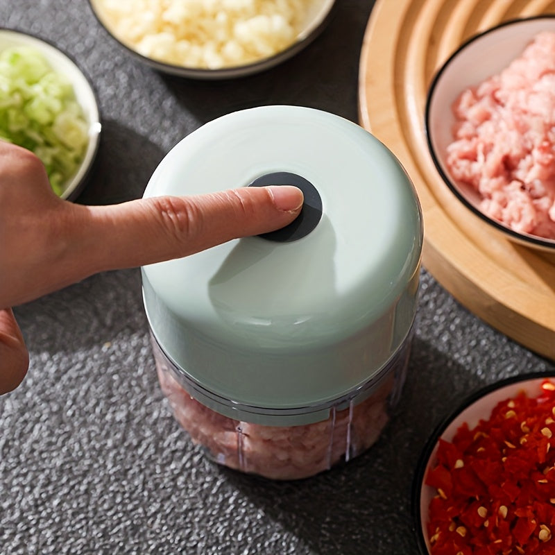 3-color options, compact electric garlic press for home and restaurant use with stainless steel blades, quickly crushes garlic and ginger, ideal for various food preparations