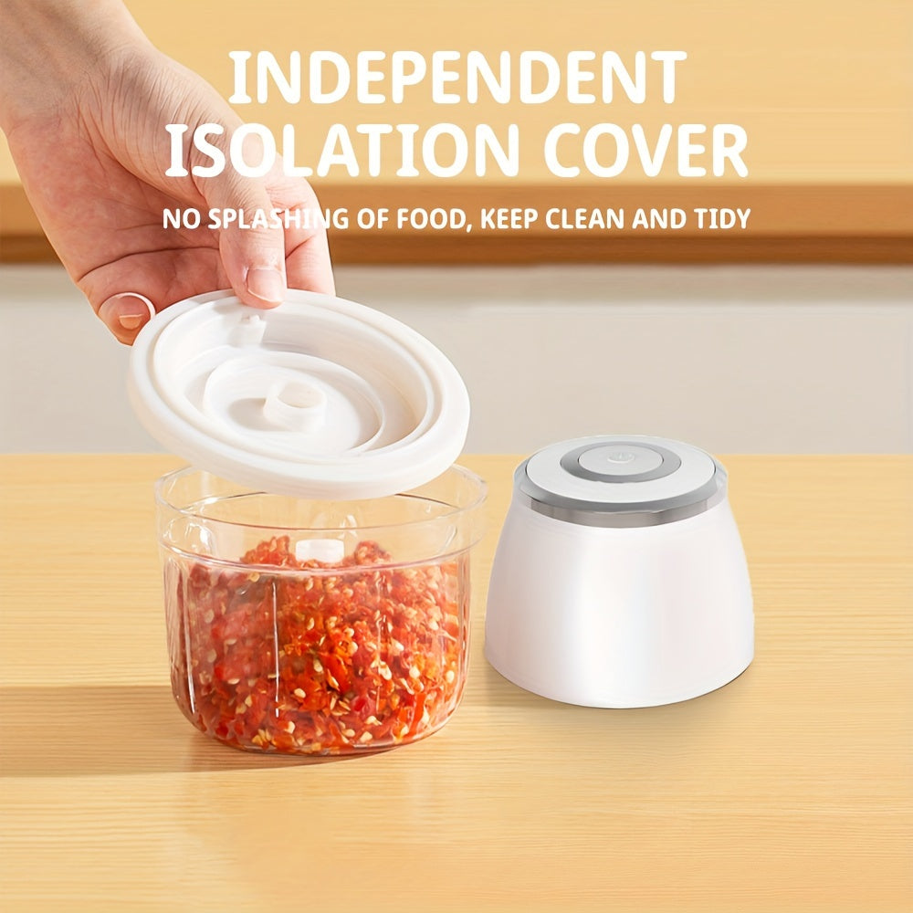 Powerful 304 Stainless Steel Portable Electric Food Chopper & Processor - 350ML Mini USB Wireless Handheld Garlic Slicer For Vegetables & Meat
