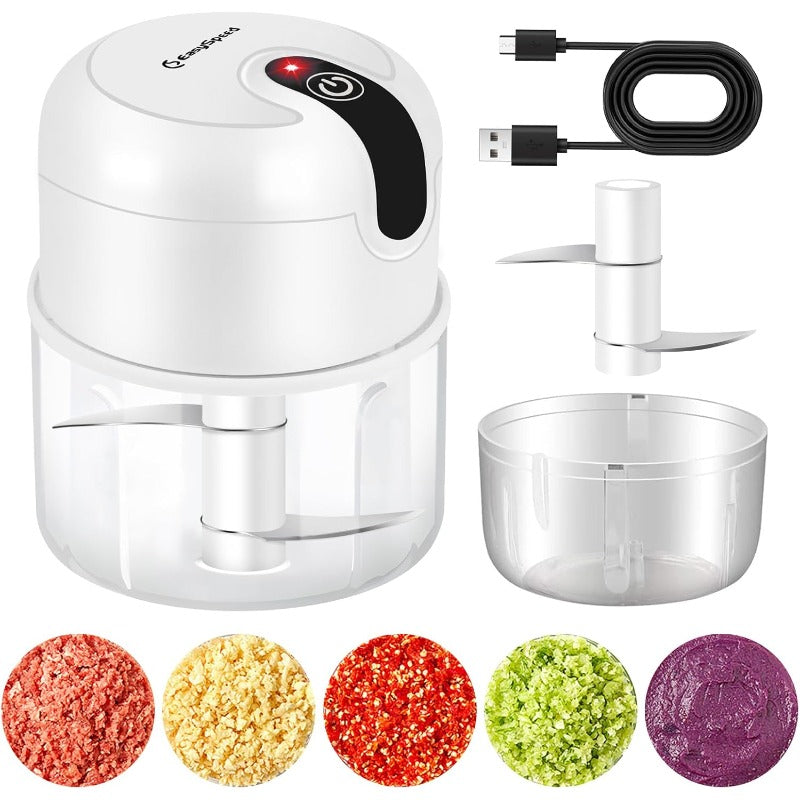 EASYSPEED Electric Food Processor & Meat Grinder - 1-Cup Mini Chopper with USB-Powered Motor, 304 Blades, Operation, Compact Design with Digital Display-like Interface, Safety Lock & One-Touch Operation for Garlic, Onion, Ginger, Chili, Meat - Portable