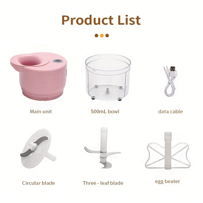 Cordless Portable Electric Food Chopper, Electric Garlic Crusher, Not Only Can Mince Meat And Vegetables But Also Slice And Whisk Eggs, Upgrade Your Kitchen with This Powerful Electric Garlic Chopper!, Kitchen Gadget, Home Cooking, Sleek Kitchen Tool,