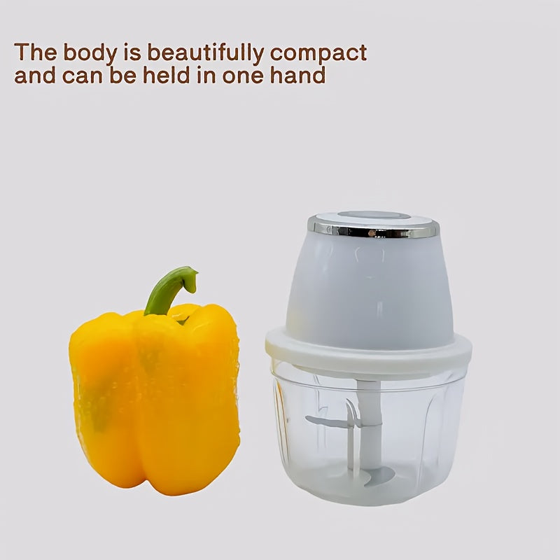 Father'S Day Gift! Mother'S Good Helper! Mini Electric Garlic Grinder, One-button Start, USB Charging 3 Cutter Head Multi-function Cutting, With USB Charging Line, Dormitory/camping/kitchen Portable Artifact.